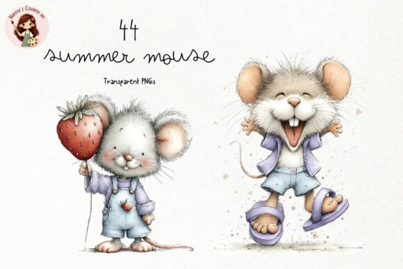 Cute Summer Mouse PNG Clipart Grafica Illustrazioni Stampabili Di Nicolle's Colorful Art