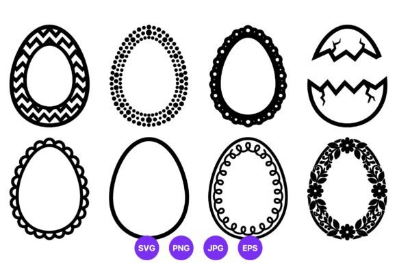 Decorative Easter Egg Vector Silhouettes