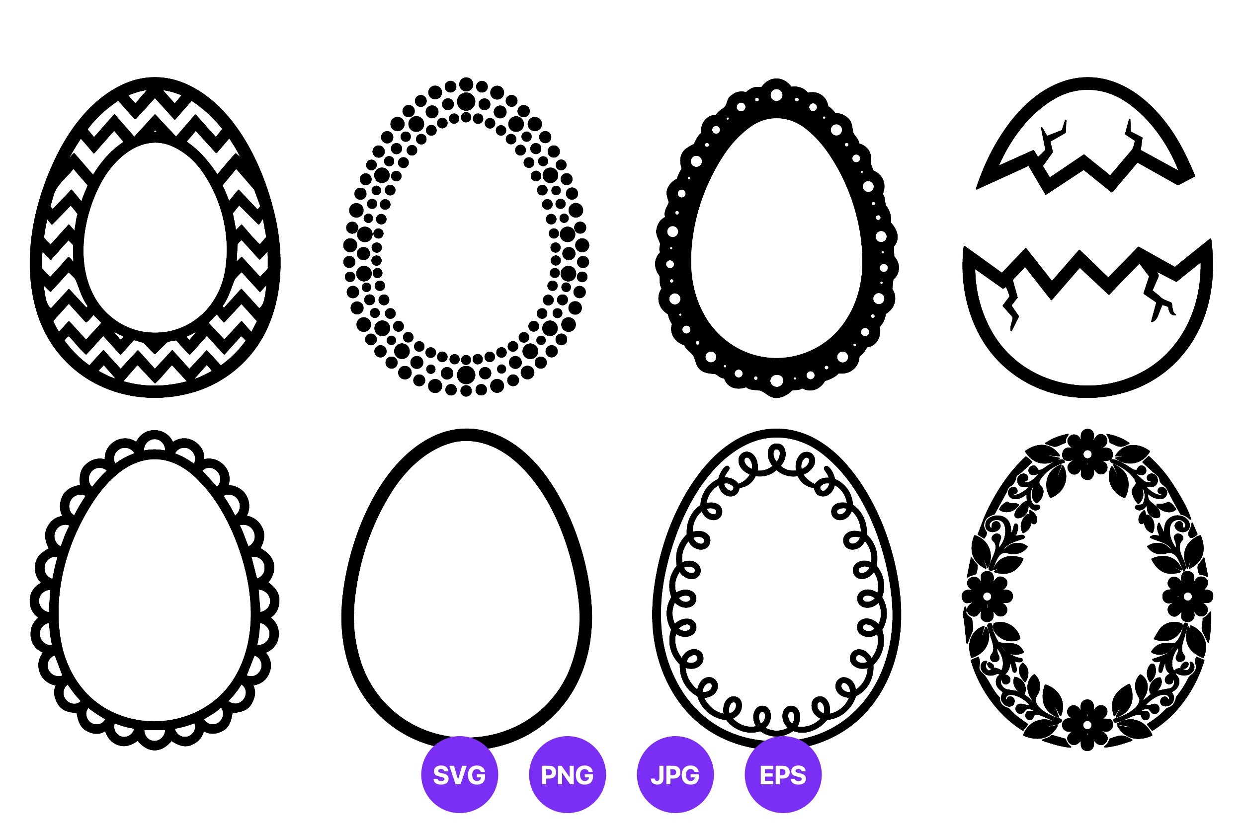 Decorative Easter Egg Vector Silhouettes