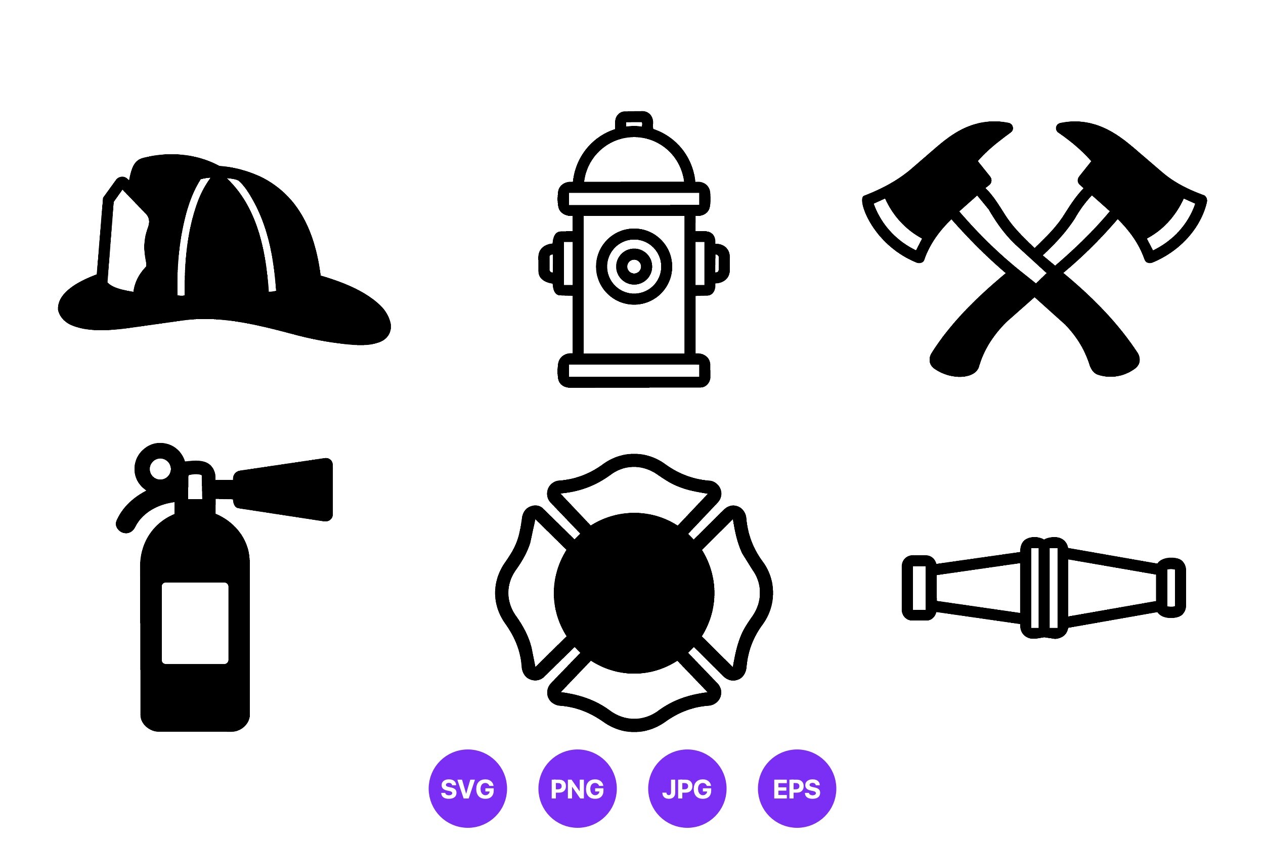 Fireman Tools Vector Icons Set