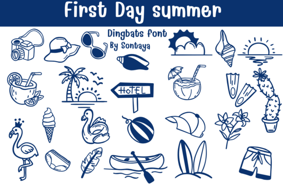 First Day of Summer Fuentes Dingbats Fuente Por Sontaya