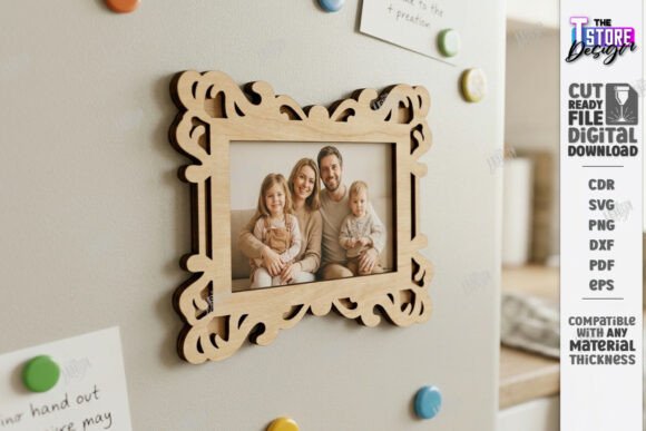 Fridge Magnet Photo Frame Laser Cut |CNC Découpe au Laser Par The T Store Design