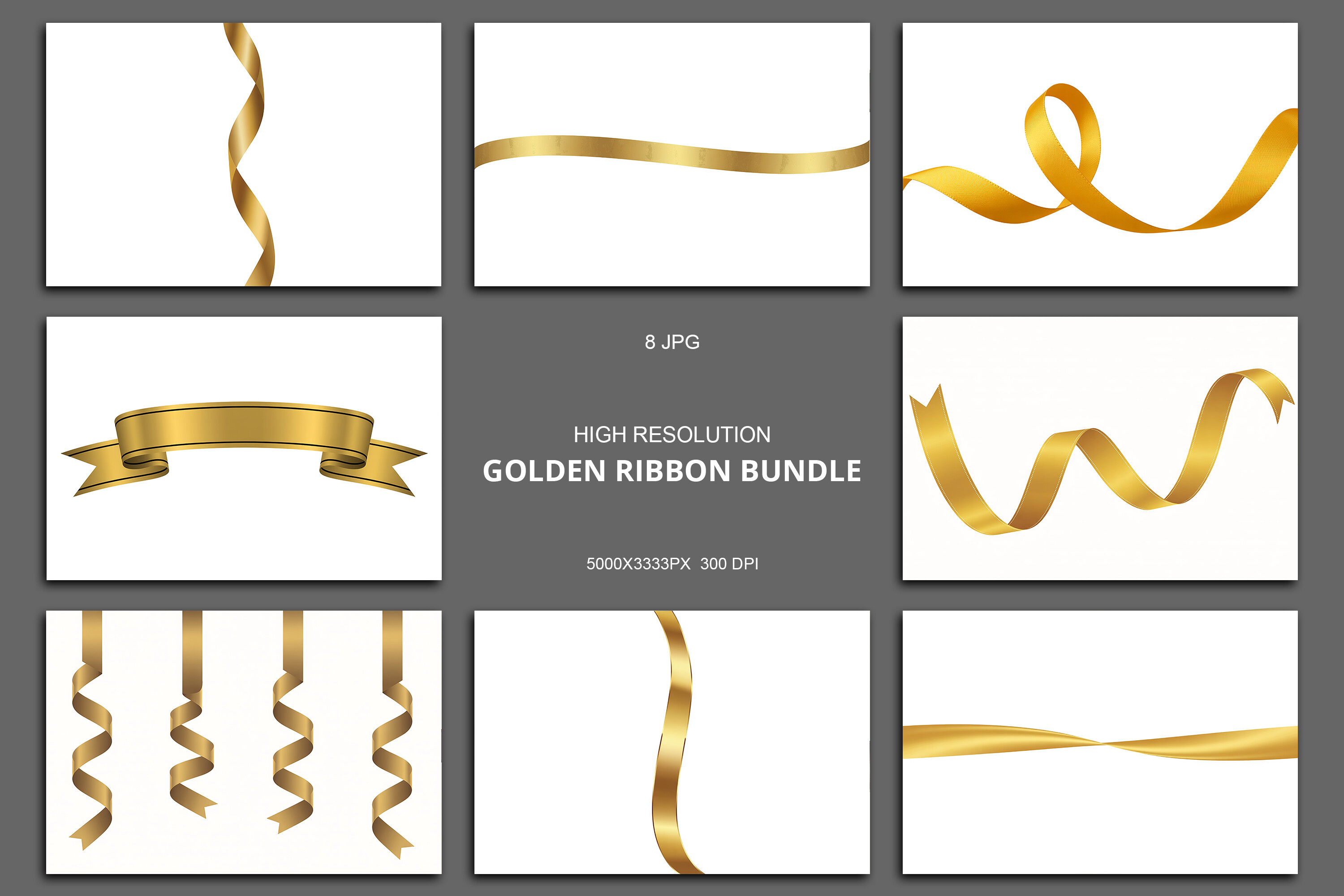 Golden Ribbo Golden Ribbon Bundle Gráfico por Motin · Creative Fabrica