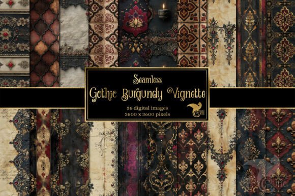 Gothic Burgundy Vignette Backgrounds Gráfico Texturas Por Digital Curio