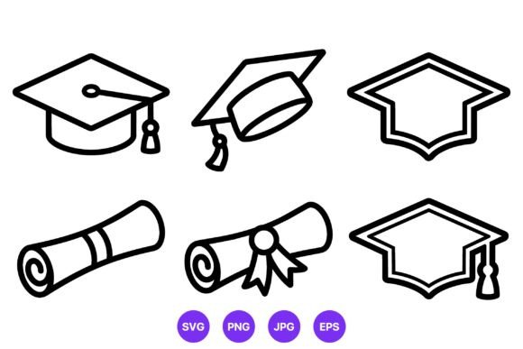Graduate Cap and Diploma Icons