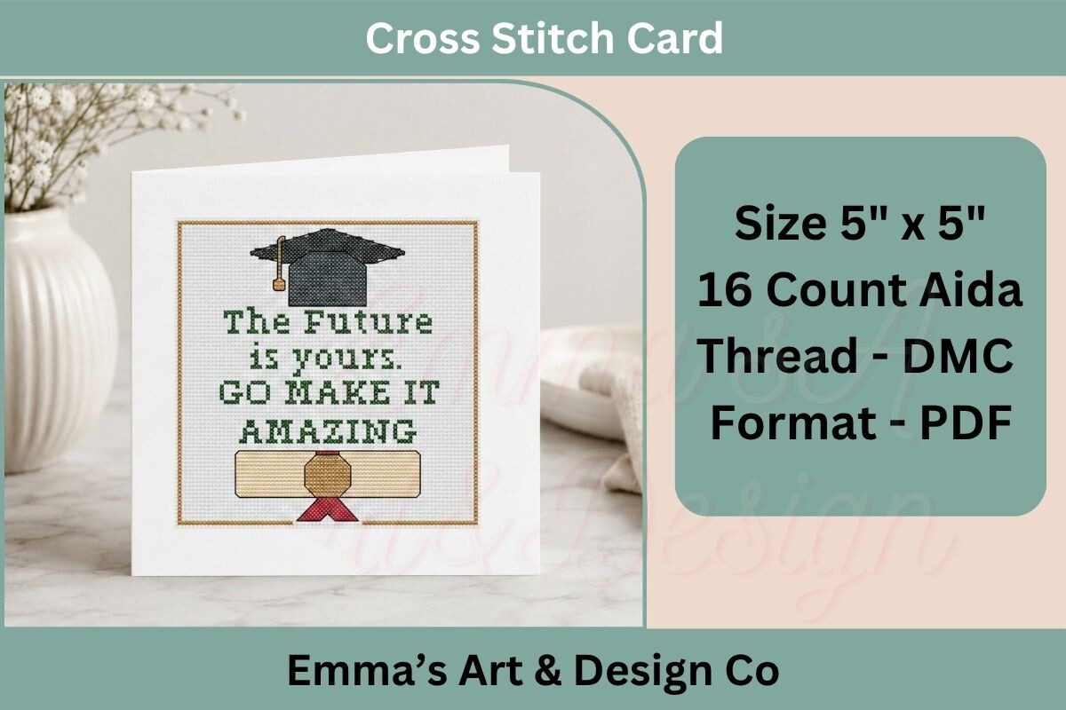 Graduation Cross Stitch Card PDF