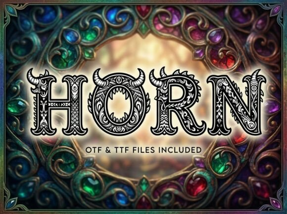 Horn Font PNG with transparent background - Preview 1