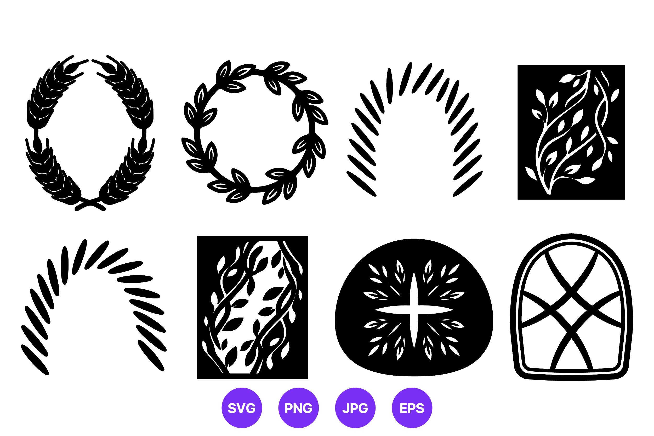 Laurel Wreath Black White Vector Art