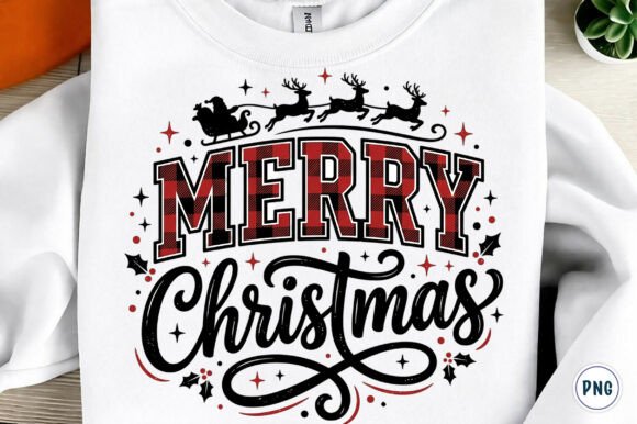 Merry Christmas Buffalo Plaid PNG Graphic T-shirt Designs By SinaCreation