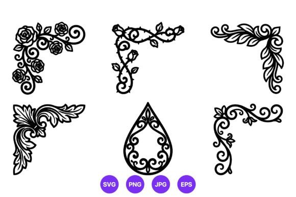 Ornamental Floral Corners Vector Set