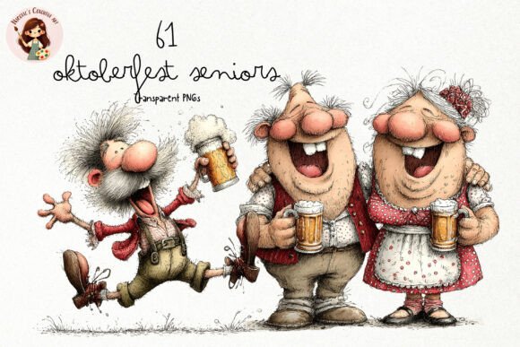 Quirky Oktoberfest Seniors PNG Clipart Illustration Illustrations Imprimables Par Nicolle's Colorful Art