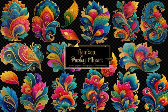 Rainbow Paisley Clipart