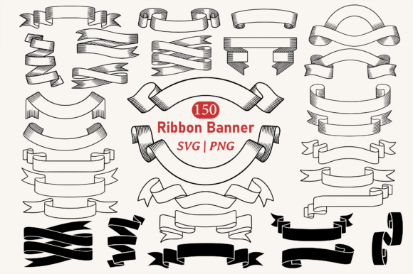 Ribbon Banner SVG PNG Clipart Bundle