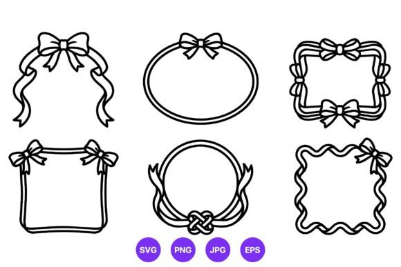 Ribbon Bow Decorative Frame Vector Set