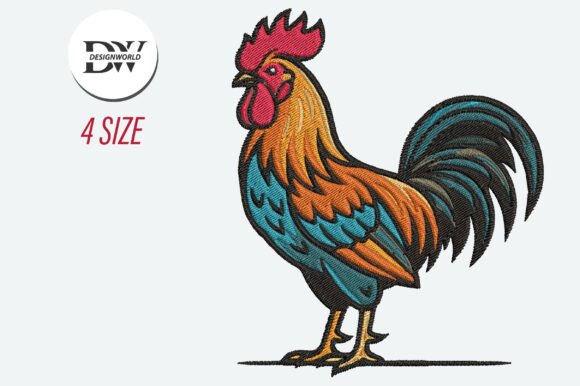Rooster Embroidery Design