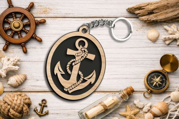 Ship Anchor Maritime Keychain Gift SVG Taglio Laser Di BestLaserSVG