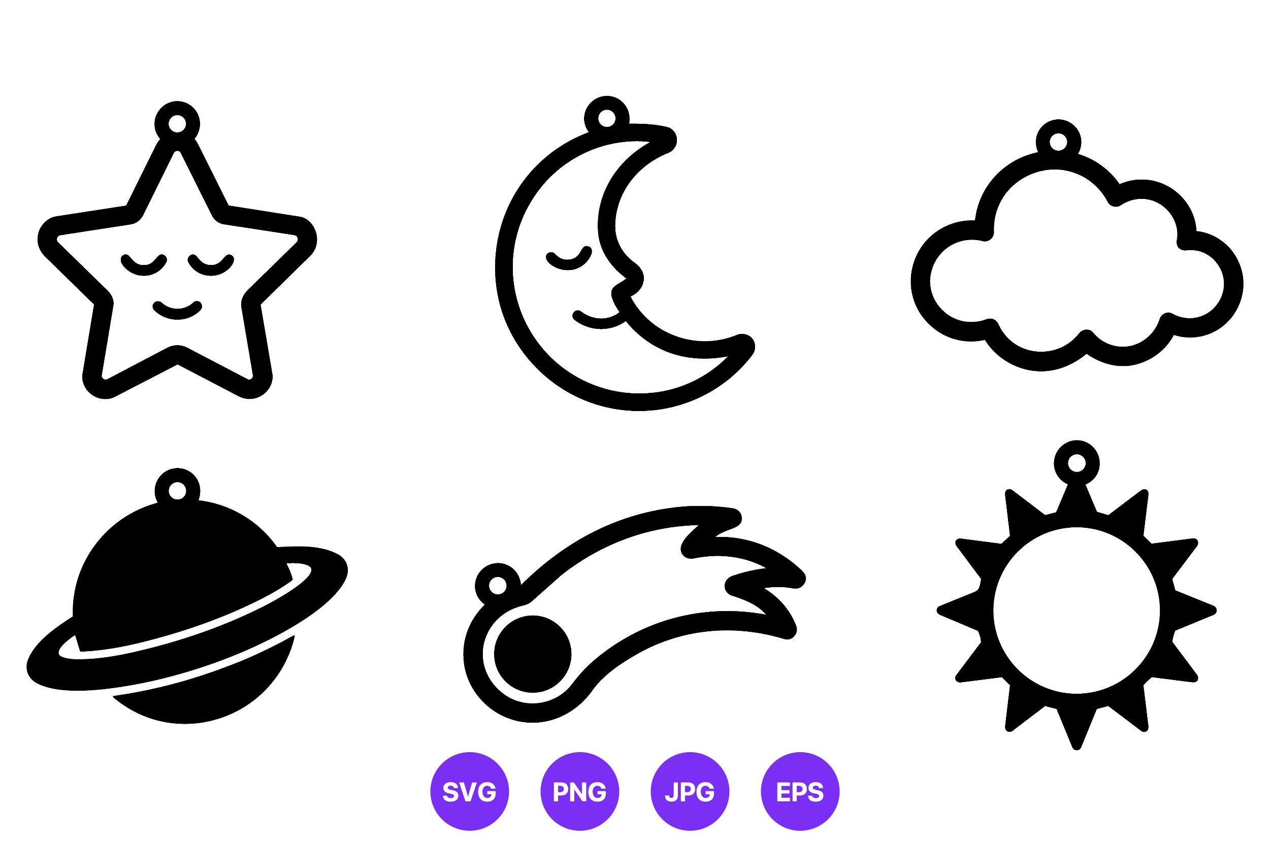 Sleeping Star Moon Sun Cloud Space