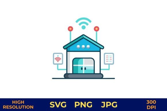 Smart Home Device with Wi-Fi Signals Graphic Illustrations By designcrafts