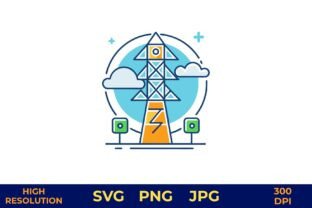 Smart power grid icon illustration