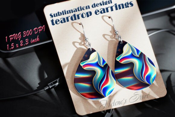 USA Patriotic Teardrop Earring Design Gráfico Gráficos de IA Por Helene's store