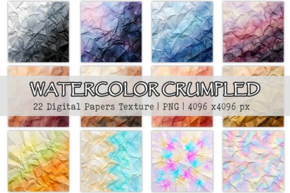 Watercolor Crumpled Digital Paper PNG Graphic Textures By Lazy Sun