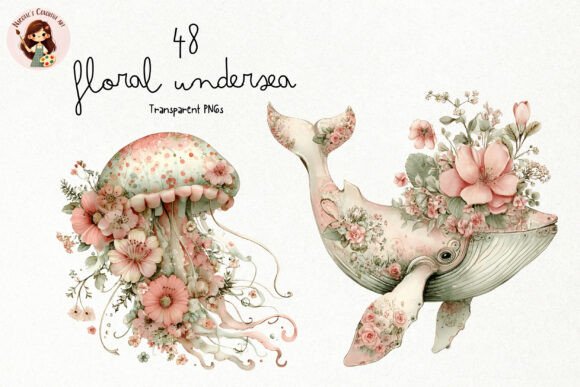 Watercolor Floral Undersea PNG Clipart Graphic Illustrations By Nicolle's Colorful Art