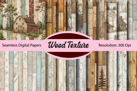 Wood Texture Seamless Digital Paper Graphic Patterns By Colourful