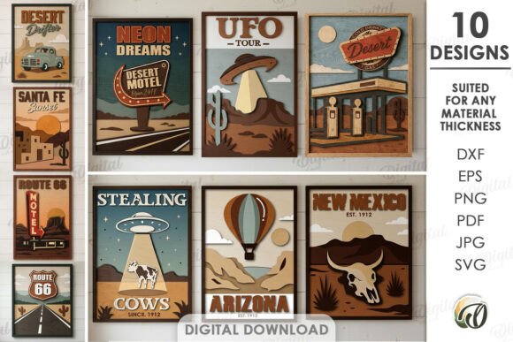 3D Wild West Wall Art Bundle Laser Cut Laserschneiden Von Digital Idea