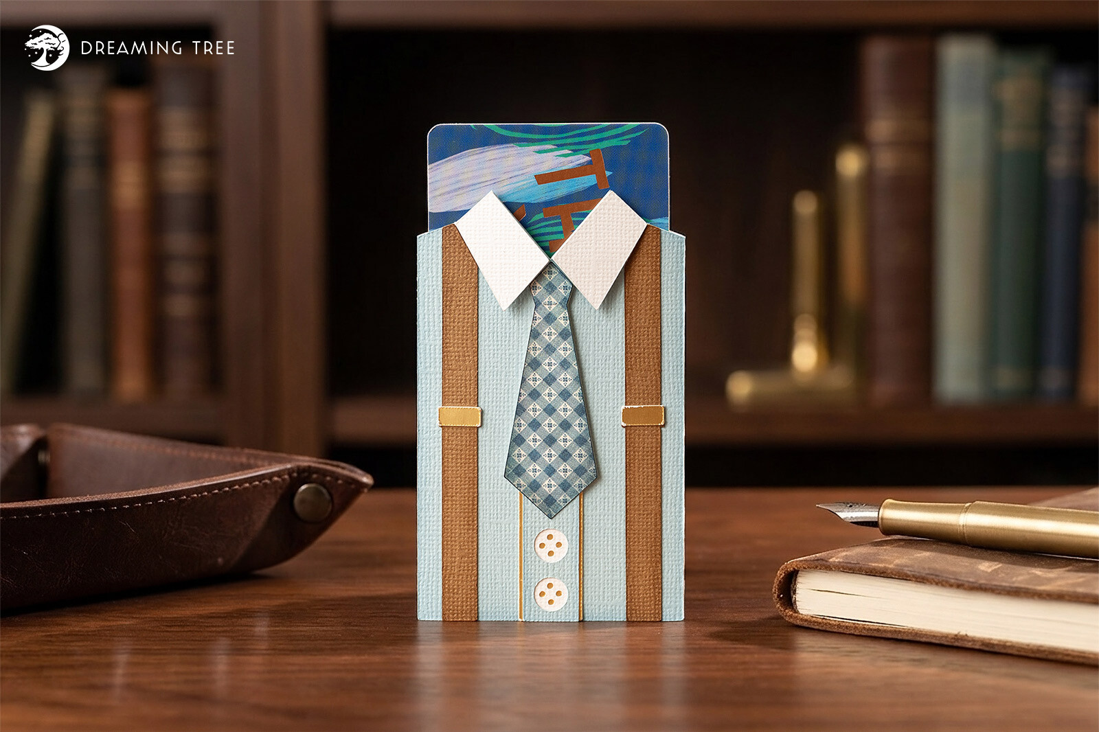 Best Dressed Gift Card Holder SVG shaped like a dress shirt with necktie and suspenders