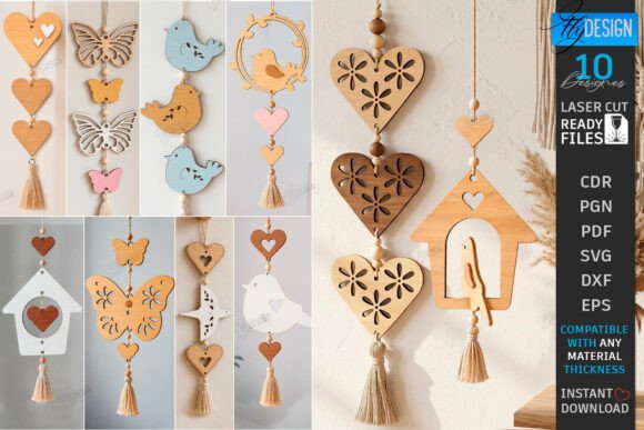 Bird Hanging Decor Ornament Laser Bundle Laserschneiden Von flydesignsvg