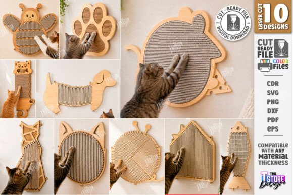 Cat Scratcher Laser Cut Bundle | Home Corte con Láser Por The T Store Design