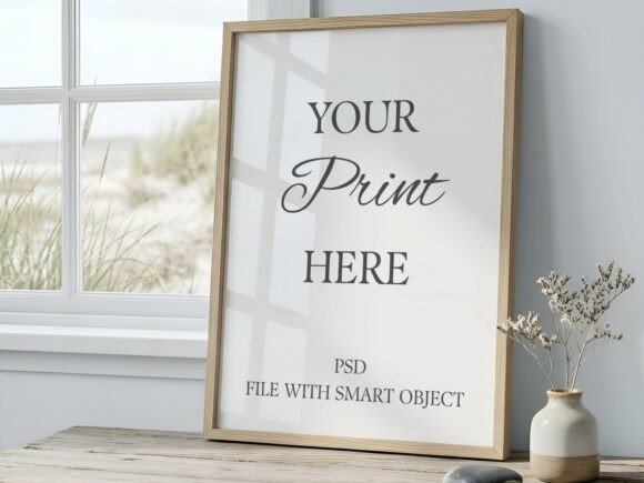Coastal Poster Frame Mockup Beach View Graphic Frames & Posters By Mockups Of Imaginations