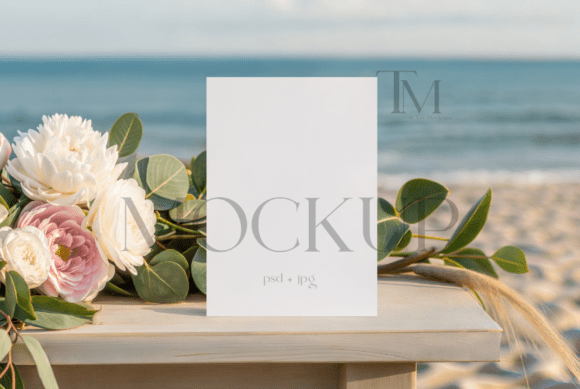 Coastal Wedding Card Mockup
