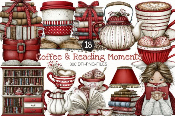 Coffee & Reading Moments Clipart