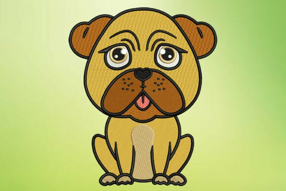 Cute Cartoon Pug Puppy Dogs Embroidery Design By 366Designs