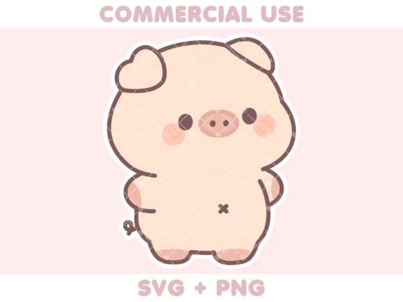 Cute Pig Standing Graphic Illustrations By Roxie Designs