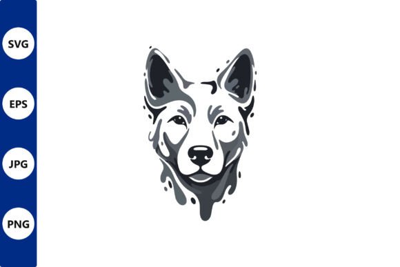 Dog head vector art grayscale SVG for sublimation mug Cricut minimalist single color craft