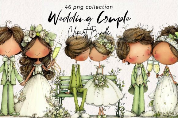 Elegant Wedding Couple PNG Clipart Grafik Druckbare Illustrationen Von Print Magic