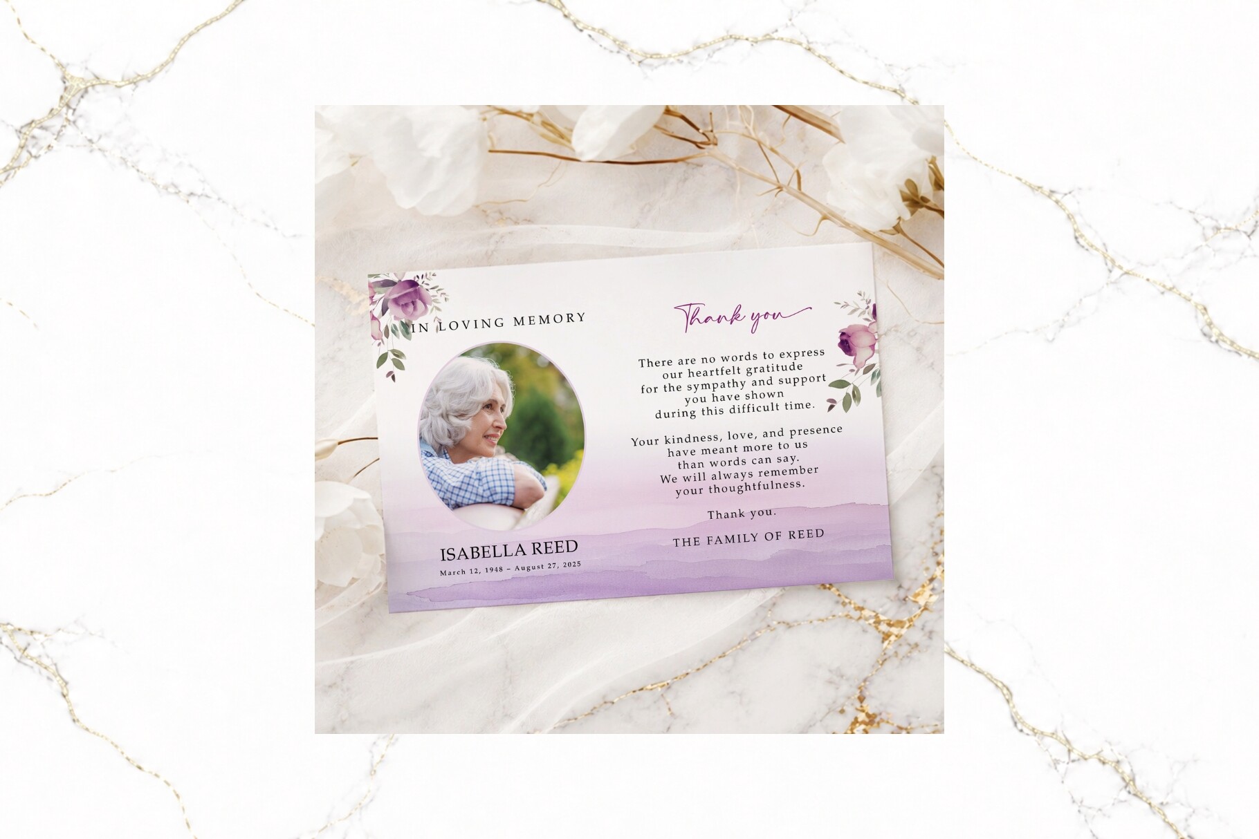 Funeral Thank You Card Canva FR009