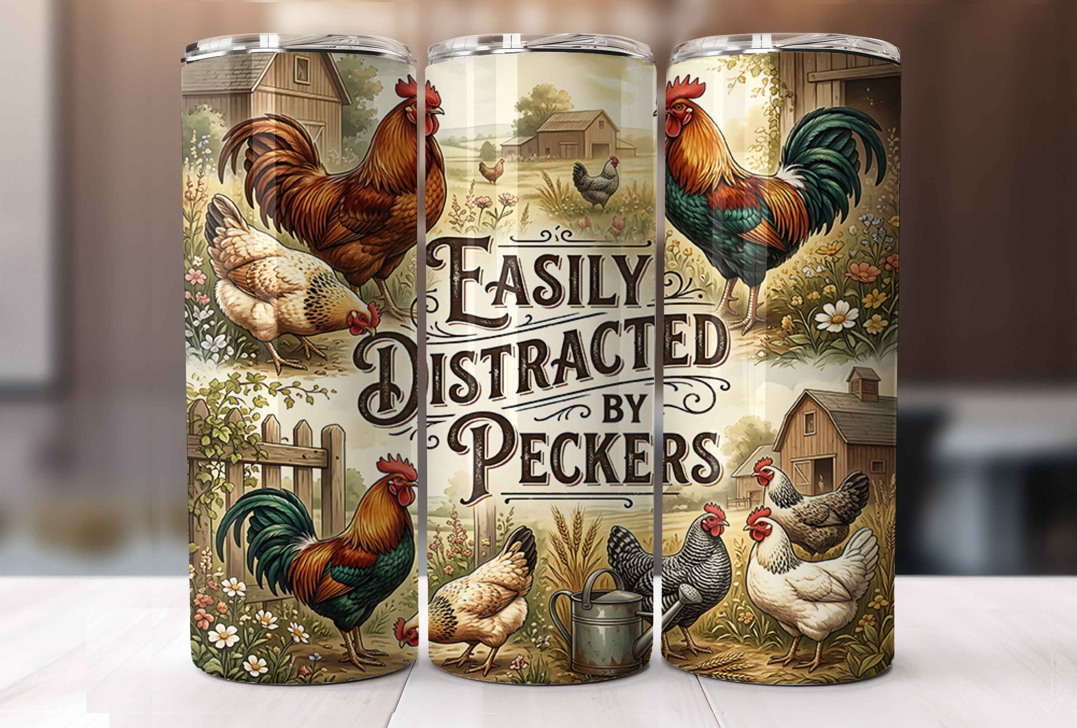Funny Farm Chicken Skinny Tumbler Wrap