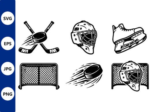 Hockey Equipment Icons Set