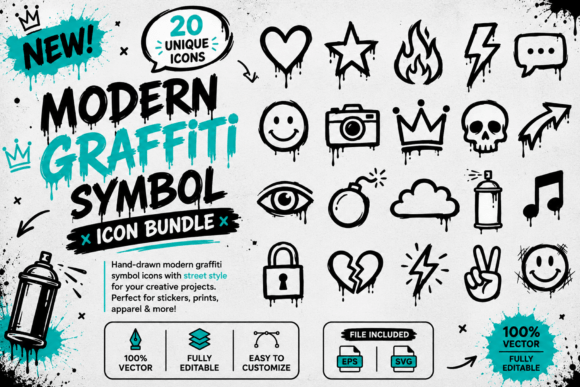 Modern Graffiti Symbol Icons Vector Pack Graphic Icons By sipanji figuree
