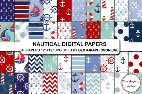 Nautical Digital Paper Pack Sailing Ahoy