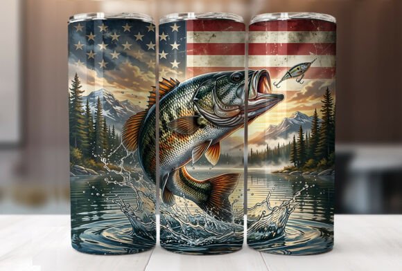 Patriotic Bass Fishing 20oz Tumbler Wrap