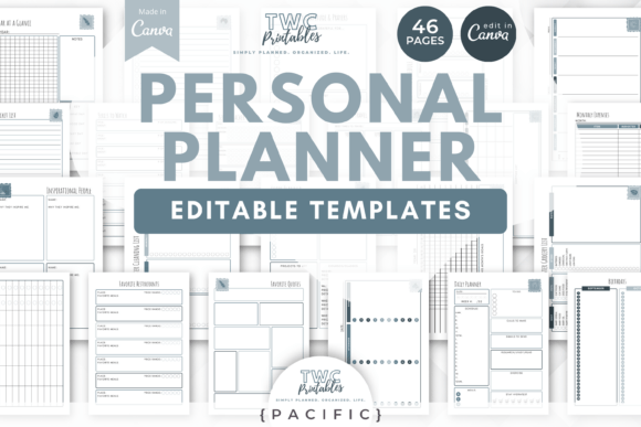 Personal Planner Canva Templates | PAC Grafika Canva Przez TWCprintables