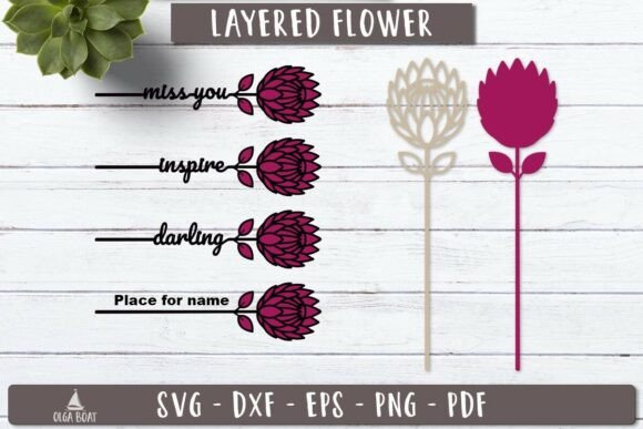 Protea Flower Name SVG 3d Layered Laser Laser Cutting By Olga Boat Design