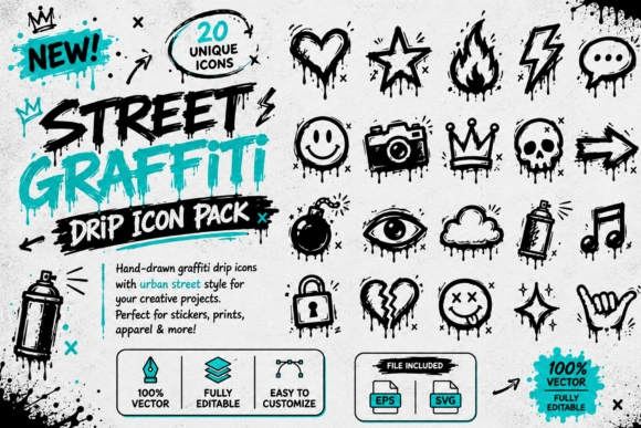 Street Graffiti Drip Icon Pack Urban Graphic Illustrations By sipanji figuree