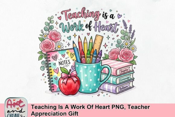 Teaching is a Work of Heart PNG, Teacher Appreciation Gift