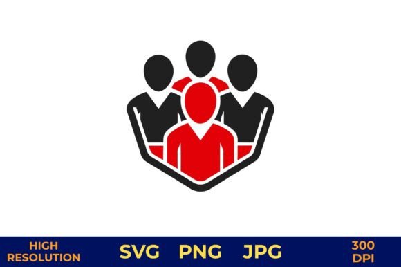 Teamwork Icon with Leader in Center Afbeelding Afdrukbare Illustraties Door designcrafts