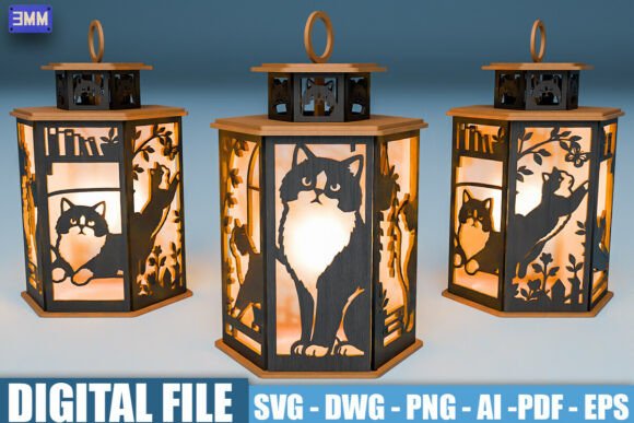 Tuxedo Cat Lantern Svg Laser Cutting